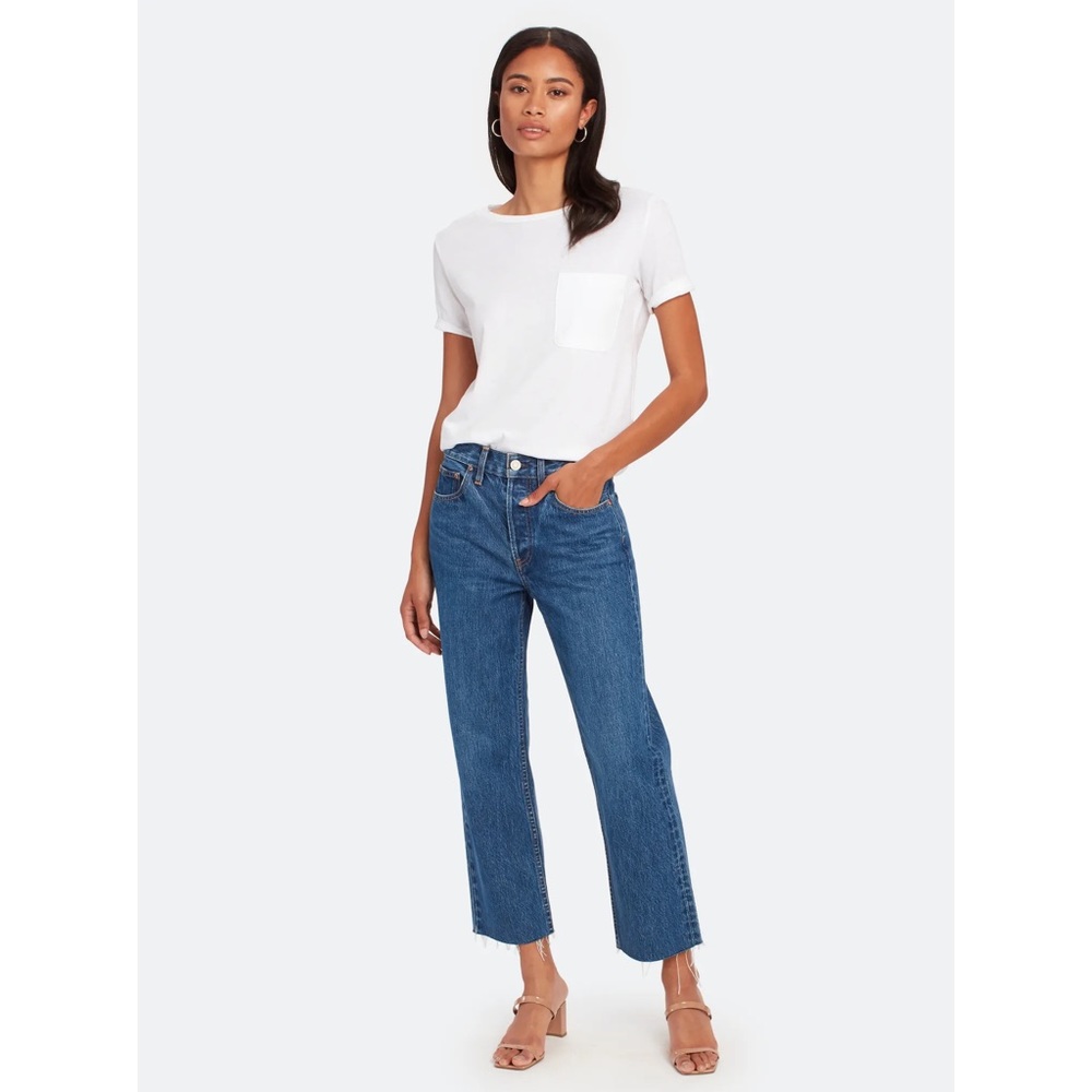Trave Denim Cropped Straight Leg Jean